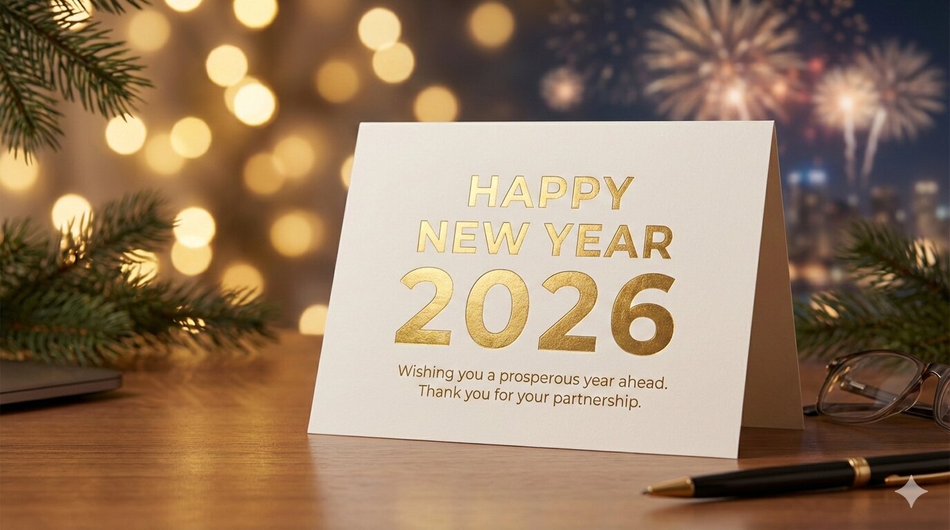 2026 च्या शुभेच्छा आमच्या नवीन वर्षाच्या सुट्टीची व्यवस्था.